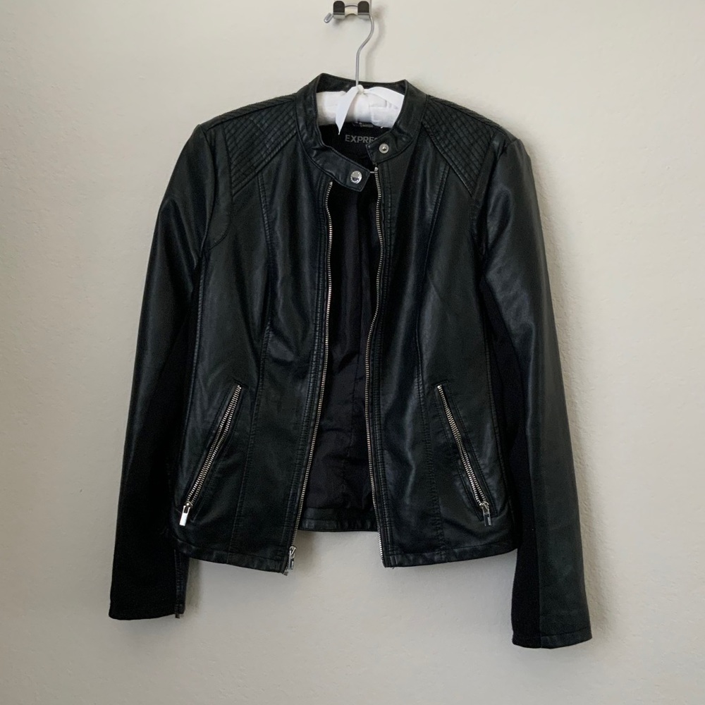 Express faux-leather jacket!